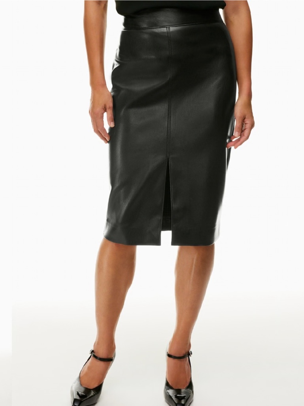 Aritzia Babaton Pegu Vegan Leather Pencil Skirt Split Front SIZE 8